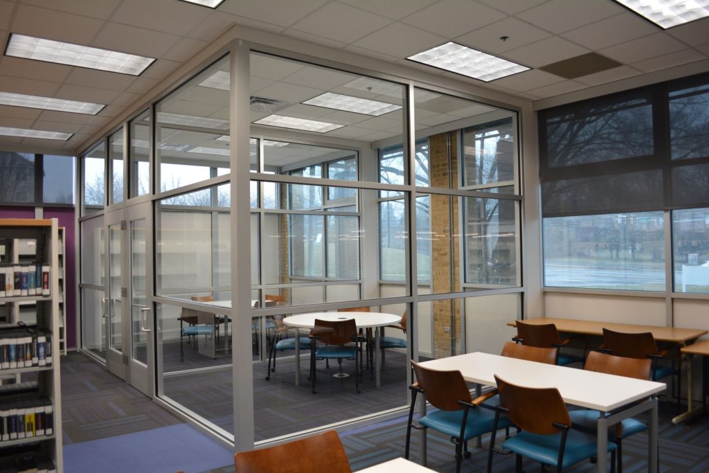 white oak library interior